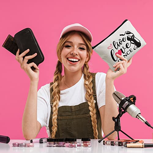 4 Pieces Live Love Dance Makeup Bag Dancer Cosmetic Bags Dancer Survival Kit Dancer Gifts Toiletry Zipper Pouch Portable Travel Case For Women Girl Dance Lover Teacher Dance Team #TOP5