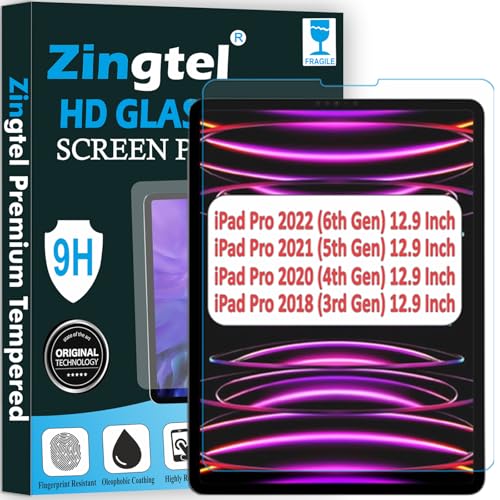 Image of Screen Guard Designed For iPad Pro 12.9 Inch (2022 /2021 /2020 /2018) / iPad Pro 12.9 (6th /5th /4th /3rd Gen) Nano Fiber Tempered Glass Screen Protector Flexible, HammerProof & Shatterproof