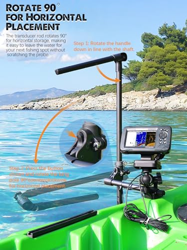 Image of Livescope Pole Mount for Kayak /Boat, Universal 360 Adjustable Rotating Transducer Pole Mount for Garmin /Lowrance, Drill-Down Base with 1.5'' Ball, Compatible with C Size Double Socket Arm