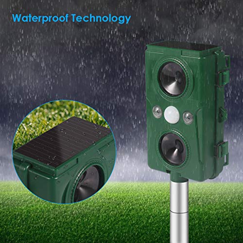 Clever sprouts Dog Cat Repellent, Ultrasonic Animal Repellent with Motion Sensor and Flashing Lights Outdoor Solar Powered Waterproof Farm Garden Yard Repellent, Cats, Dogs, Foxes, Birds, Skunks, Rod - Thumbnail 2