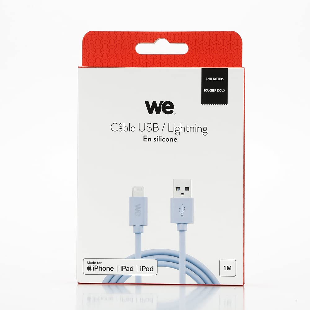 WE Cavo USB a Lightning in silicone, 1 metro, certificato MFi, ricarica e sincronizzazione dei dati, blu