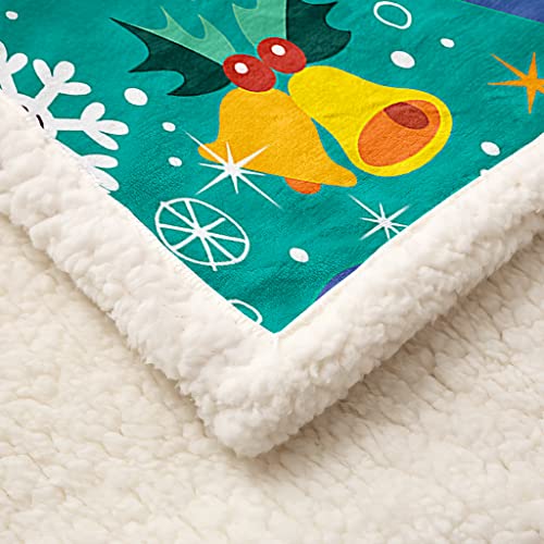 Krisin Christmas Kids Fleece Throw - Double-Sided Cashmere Blanket, Fluffy Microfiber Blanket Throw Over For Bed, Sofa Couch, Cute Santa Claus Prints #TOP3