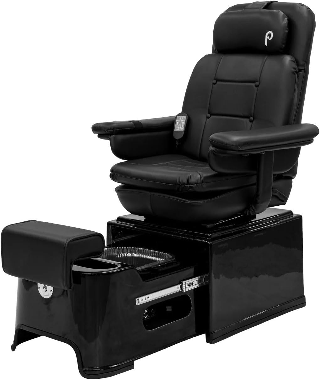 PS92 Fiberglass Plumbing Free Pedicure Spa Featuring The Footsie Bath Tub with Disposable Liners, Swivel Chair That Reclines with 6 Vibration Functions & Adjustable Footrest, PIB-PS92