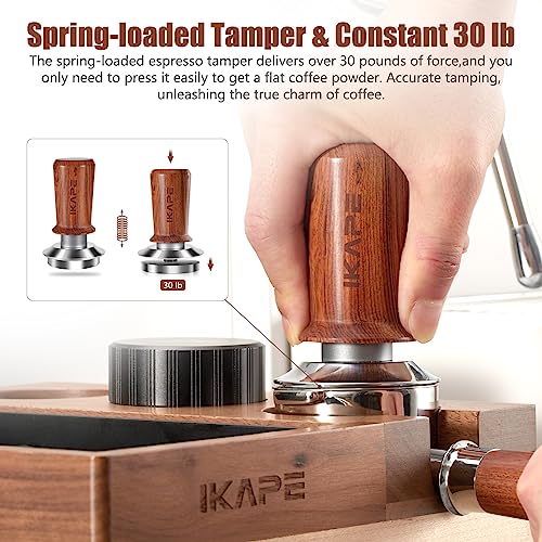 Ikape 58.35Mm Espresso Coffee Tamper, Spring-Loaded Calibrated Tamper With Premium Stainless Steel,Walnut Wooden-Handle Tamper Compatiable With Over 58Mm Espresso Machine Bottomless Portafilter #TOP2