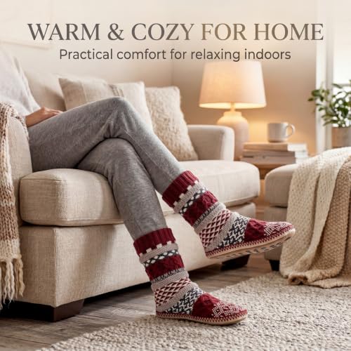Image of cosyone1997 Slipper Socks for Women Warm Fuzzy Non Slip Soft Sole