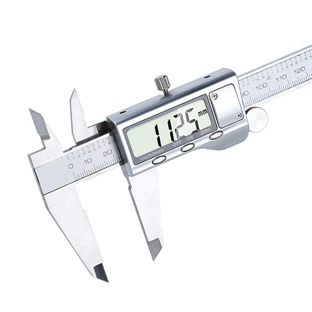 Calibradores Vernier Calibrador de acero inoxidable de alta precisión Resolución de 0,01 mm con caja de almacenamiento Calibradores digitales de 0-150 mm (plata, talla única), calibradores (talla