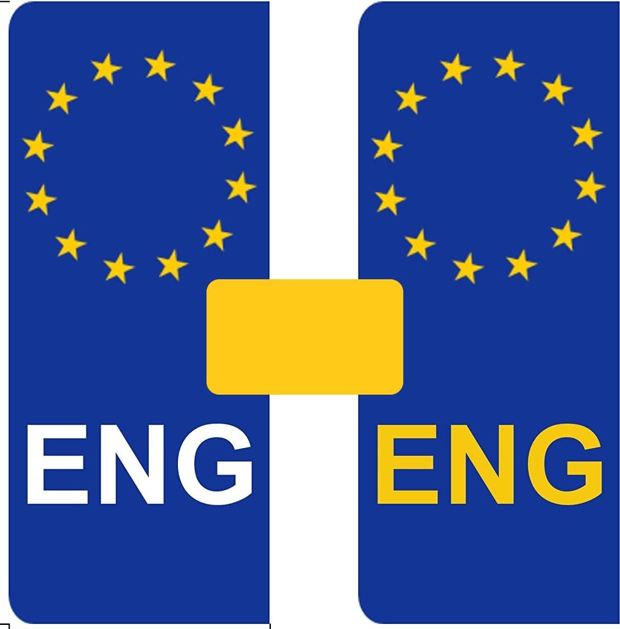 Party_decor Number Plate Vinyl Stickers United Kingdom - Eu Flag - Eng - 2 X Set Of 2 By Party Decor