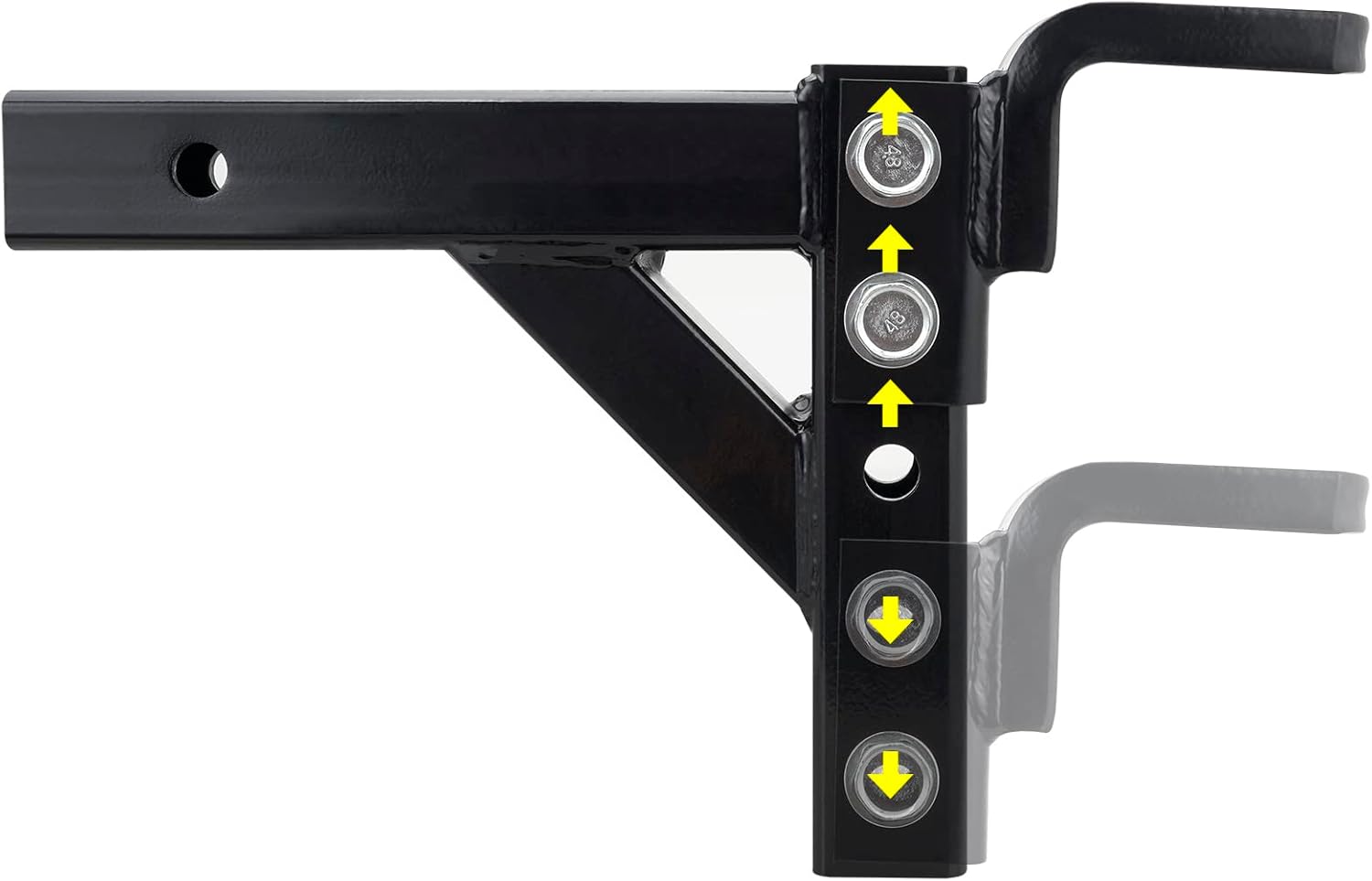 Adjustable 2 Inch Trailer Hitch Receiver Mount 8 Positions Rise/Drop Adjustable Hitch Adapter for 2 Inch Opening Tube Class III 5000lbs GTW