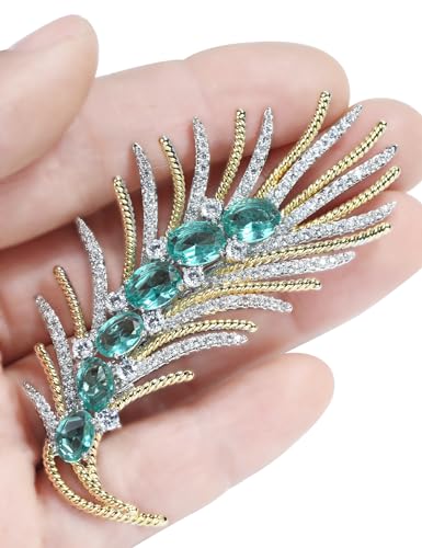 Image of Vintage Golden Feather Lapel Pin Leaf Brooch Stick Pin for Suit Women Men Jewelry