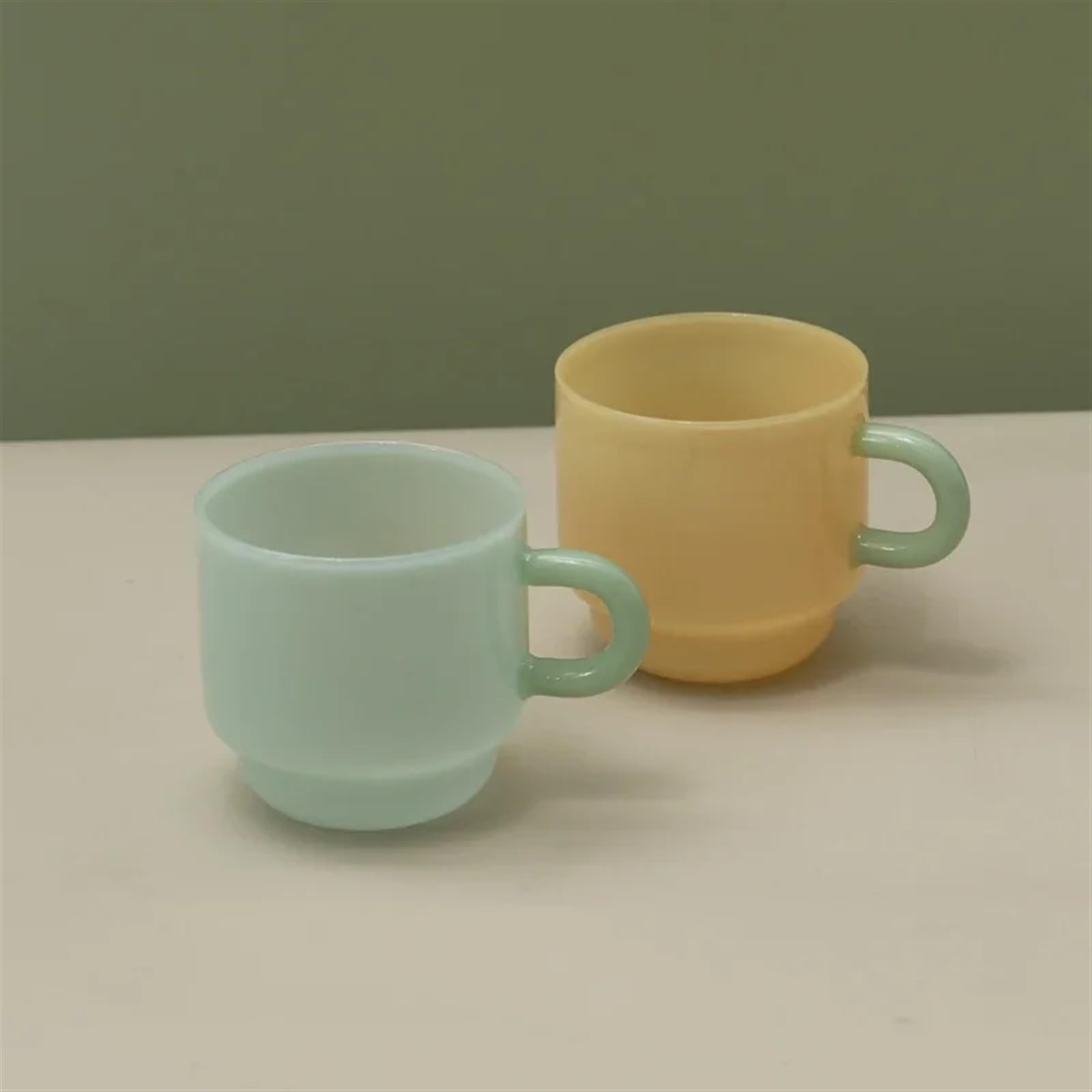 Taza Tea Mugs Jade Mug Retro Green Glass Heat Resistant Tea Cups Glass Coffee Mug Drinkware Drinking Milk Water Coffee Cup 8oz(Ivory)