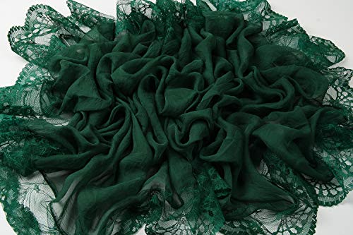 Corciova CORCIOVA-13060107-12 Emerald Dark Green Long Women Lace Scarf Lightweight Hunter Pashmina Shawl thumb #3