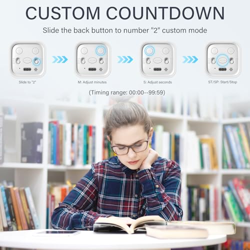 Image of Rotating Pomodoro Timer 5, 25, 10 50 Minutes Preset, Desk Productivity Flip Timer, Cube Countdown Stopwatch for ADHD, Vibration /High /Low Volume, for Work, Study, Back to School, Kitchen, 2 White