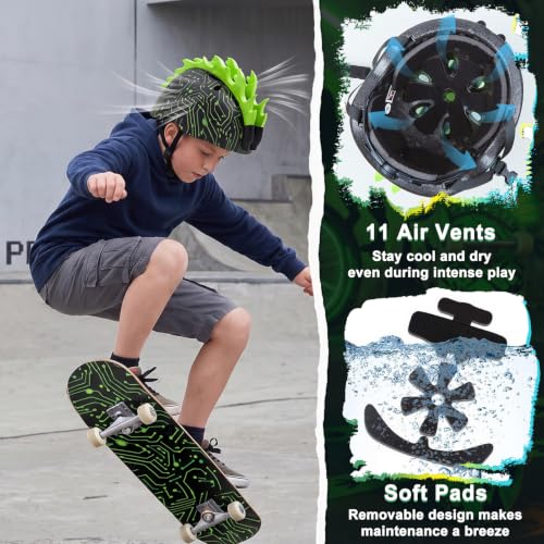 Image of Toddler Bike Helmet with LED Lights for Boys 2-12 Years | Adjustable Kids Bike Helmet, Multi-Sport for Bicycle Skateboard Scooter Cycling