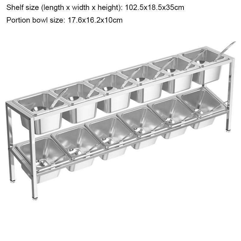 XPLKQXE Stazione Per Guarnizioni Pizza, Espositore Dispenser A Buffet Per Topping Per Ristoranti, Hotel, Cucine, Feste(Silver-B,102.5x18.5x35cm/3set)