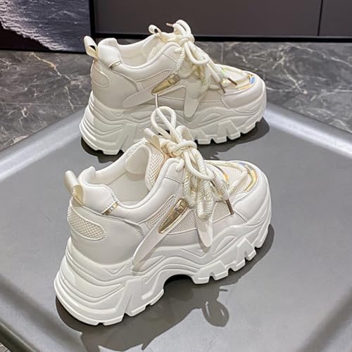 Image of Chunky Sneakers for Women, Fashionable and Height - Increasing Platform Sneakers Dad Shoes for Women, Casual Lace - up Walking Shoes
