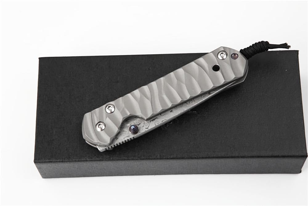 Klappmesser 6.6" Damast Taschenmesser aus Titan Robust & Damaszener Damaststahl Premium, Kleines edc messer scharfes einhandmesser, Damaskus Geschmiedet Stahl Messer Outdoor Edc Survival Jagdmesser