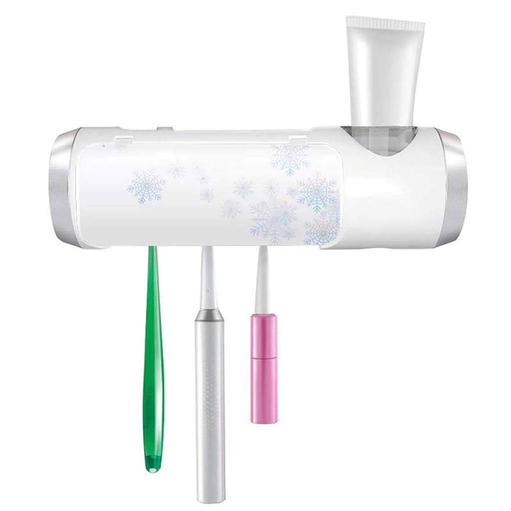 TJH Esterilizador con Soporte de Cepillo de Dientes UV, Rack de Secado de Cepillo de Dientes montado en la Pared, Caja de desinfección portátil para Cepillo de Dientes - Instalación sin Perforaciones