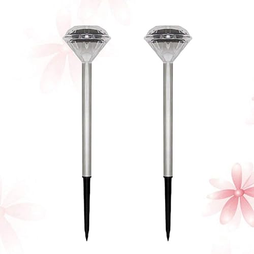Miniatura 7 de Uonlytech Paquete de 4 luces LED solares en forma de diamante para exteriores, impermeables, paisaje, camino, jardín, patio, iluminación solar