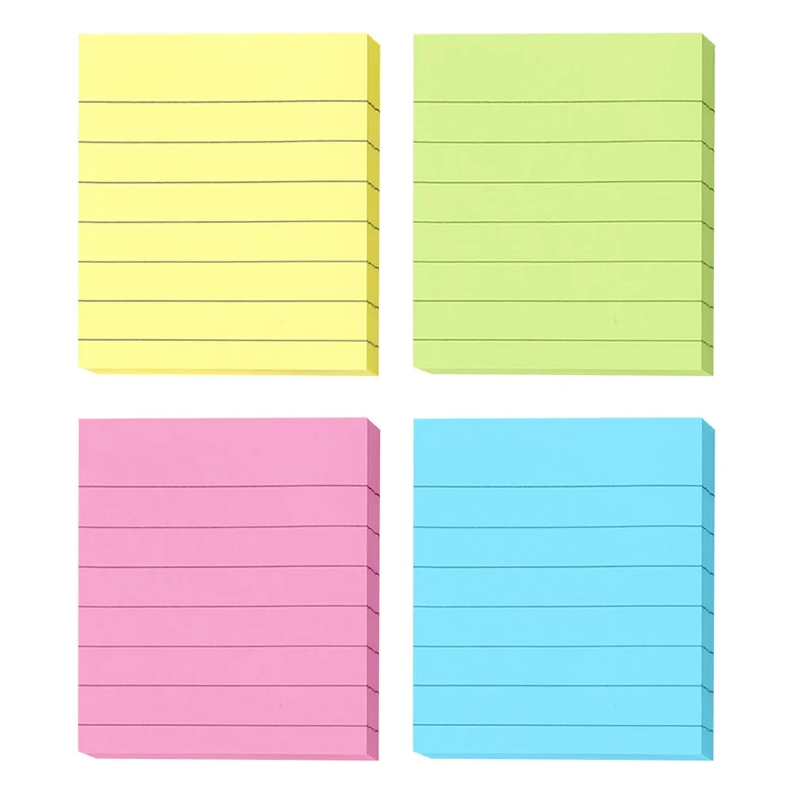 15 x linierte Haftnotizen mit Linien, 7,6 x 7,6 cm, selbstklebende Blöcke, beschreibbar, helle Farben, Klebepads, Schreibtischzubehör