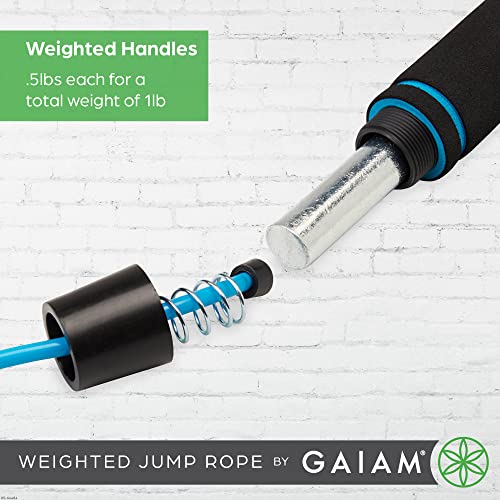 Image of Gaiam Weighted Jump Rope for Men and Women - 1lb Heavy Foam Handles Set - Adjustable Exercise Rope Length for Fitness and Training - Helps Burn Calories and Improve Stamina (1-Pound Set)