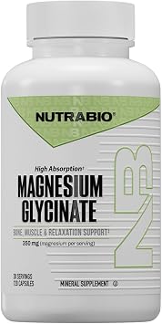 NutraBio Magnesium Glycinate - Pure Magnesium Sleep Supplement, Supports Relaxation, Heart Health, Nerves, Muscles, and Metabolism - 350 mg - 120 Capsules