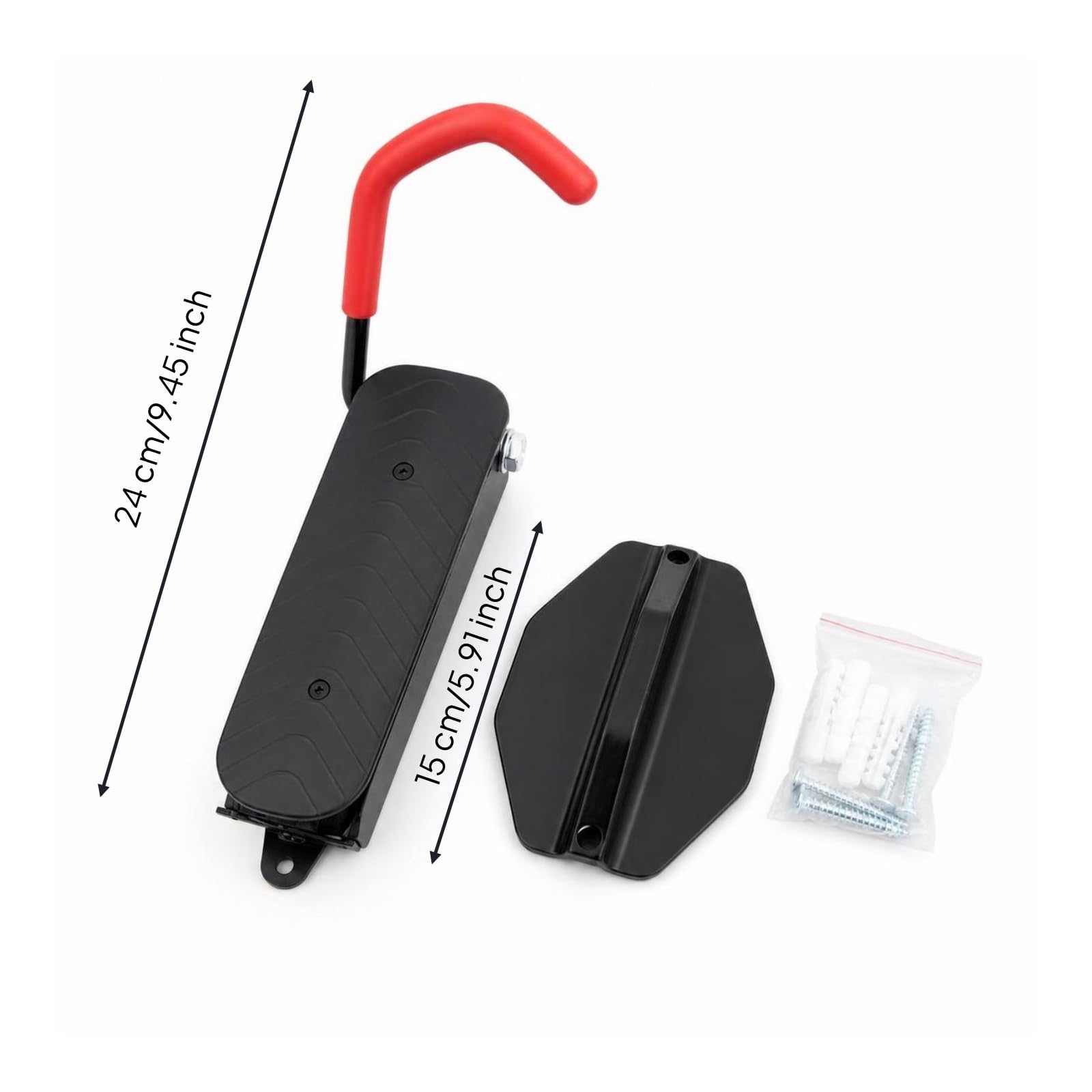 Soporte de Bicicleta de Pared Percha Colgador Gancho Estructura Metálica Sólida con Protección de Pared Mecanismo Ajustable al Cuadro Instalación con, Sin Deflector, Con Gancho