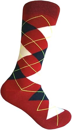 جوارب Argyle Mid Calf للرجال،مقاس واحد يناسب معظم الجوارب الرجالية مقاس 10-13.