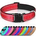 Joytale Reflective Dog Collar,Padded Breathable Soft Neoprene Nylon Pet Collar Adjustable for Medium Dogs,M,Red