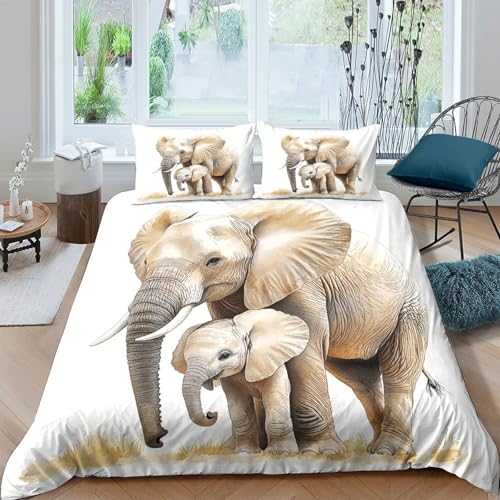 Housse de couette éléphant avec fermeture éclair pour simplifier le lit des enfants