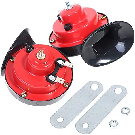 2 Klaxons De Voiture 12V Super Bruyants 300DB – Étanches, électriques, Rouges (lot De 2)
