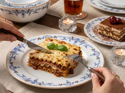 Image of Bodhi House Premium Porcelain Dinner Set 18 Pieces Serving for 6 | Royal Crest Design | Microwave & Dishwasher Safe | Crockery Set | Dinnerware Set for Home, Dining, Kitchen & Gifting