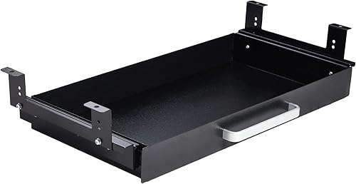 Organizador de Cajón Bajo el Escritorio 21" Negro Mejorado con Soportes Ajustables, Cajón Deslizante Extraíble Bajo la Mesa para Lápices, Accesorio