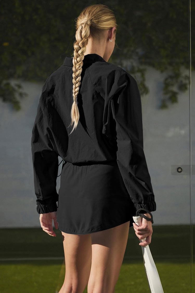 INFITTY Women's Lightweight Jacket Cropped Long Sleeve Workout Tops Quarter Zip Pullover Athletic Shirts - Image 3