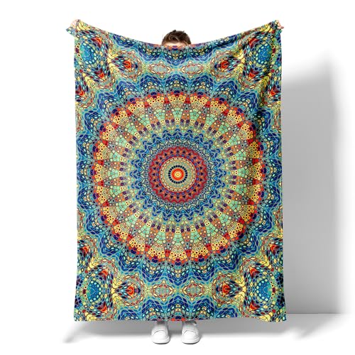 Mandala Blanket Gifts, Soft Flannel Throw Blanket for Couch, Bed, Travel, Living Room & Home Decor, Cozy Lightweight Warm Fluffy Fuzzy Blankets for Adults Kids Girls Boys(60×50 Inch, Mandala)