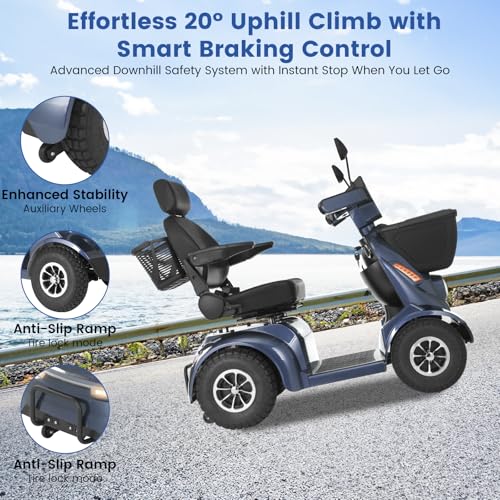 Image of 32Miles All-Terrain Heavy-Duty Mobility Scooter for Seniors &Adults | 1000W Power, Up to 15MPH, GPS tracker, 500LBS Load, Bluetooth Speaker, Full Suspension, 14 inch Tyres, No Assembly Needed
