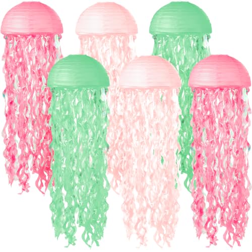 Image of Jellyfish Paper Lanterns 6 Pcs Hanging Ocean Sea Party Decor
