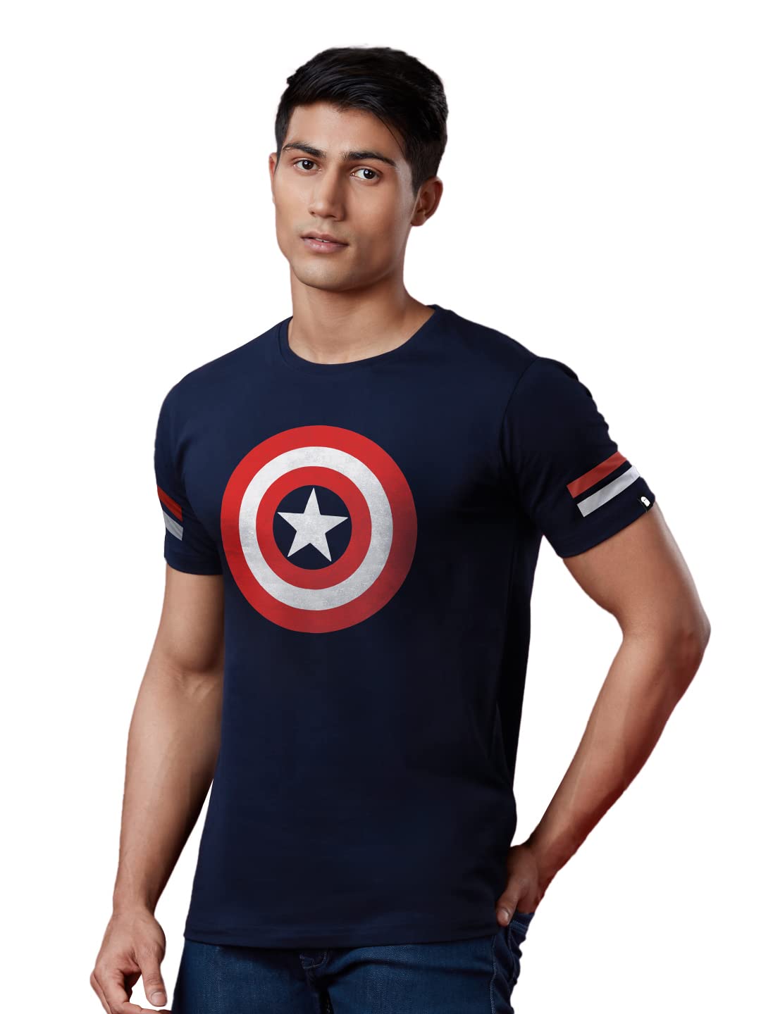 The Souled Store Men Captain America: Shield Multicolored Printed T-Shirts