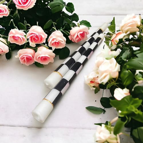 Bougies coniques peintes à la main en noir et blanc pour table chic - 6
