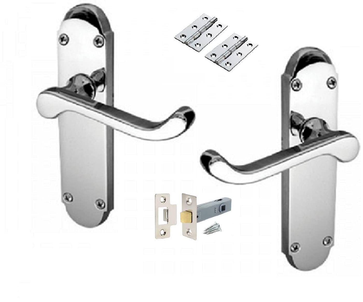 Haven Heritage Chrome Door Handle Polished Epsom Style Victorian Scroll With Hinges And Tubular Latches X 1 Set