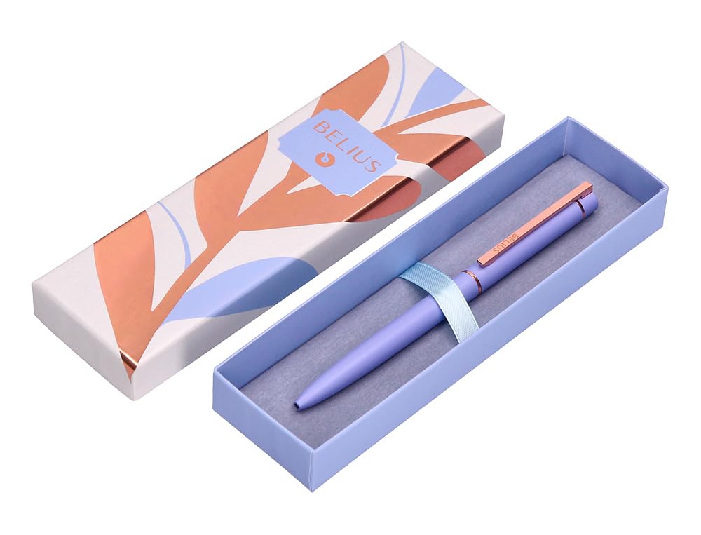 Stylo BELIUS En Aluminium Rose Doré - Encre Bleue - Design élégant Avec Boîte Cadeau