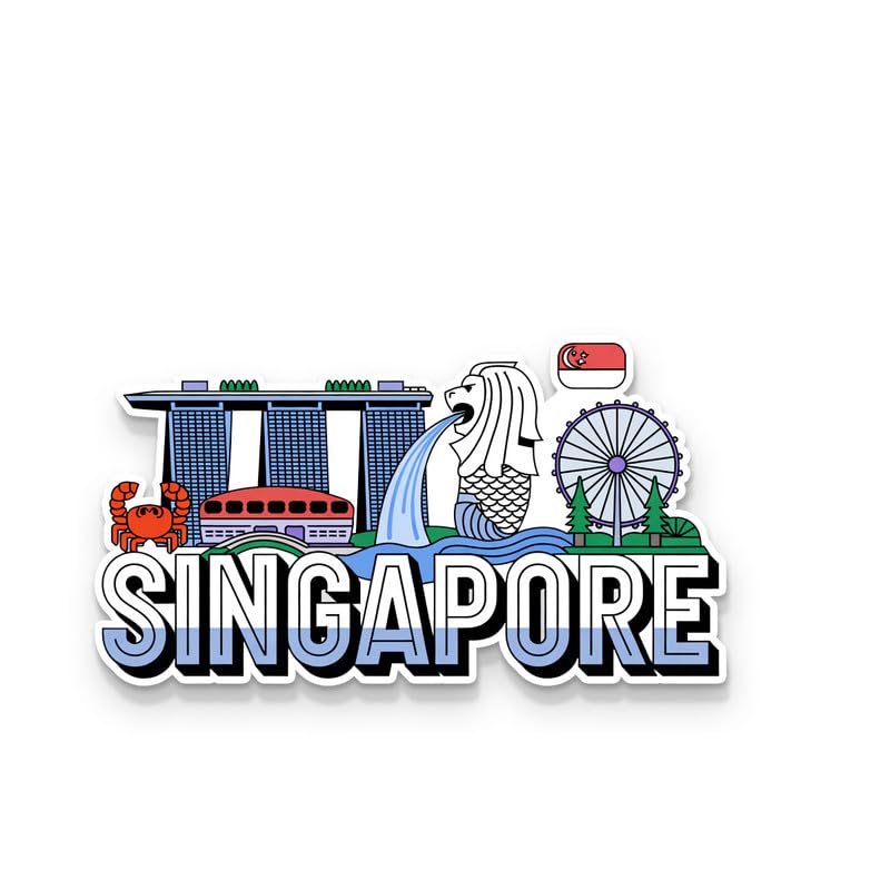Image of Singapore 01 Fridge Magnets, Glossy Finish, Stylish Magnet for Fridge, Wardrobe & Metal Surfaces