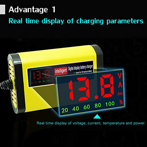 Henniu Carregador de moto para carro 12V 2A totalmente automático 3 estágios Ácido-chumbo AGM GEL Vi