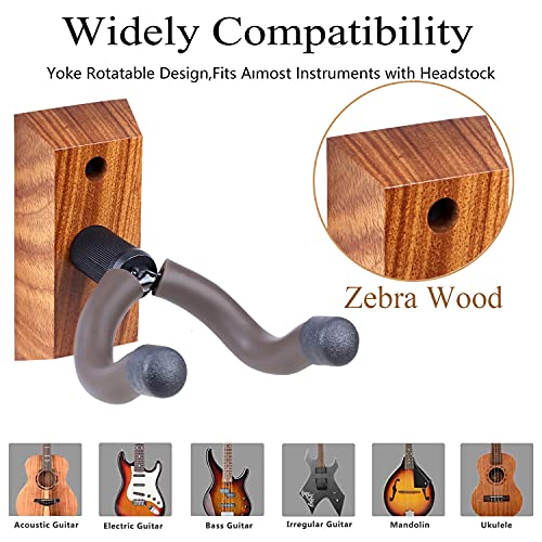 Lot de 3 crochets muraux en noyer noir pour guitare acoustique, électrique, basse (crochet en bois zèbre) - Les Beatles, Paul McCartney, John Lennon, RIngo Starr, George Harrison Lot de 3 crochets muraux en noyer noir pour guitare acoustique, électrique, basse (crochet en bois zèbre) – Image 3