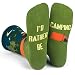 Lavley I’d Rather Be Camping Socks - Funny Outdoor Gift for Men Who Love Camping, RV Life and Hiking - One Size Fits Most