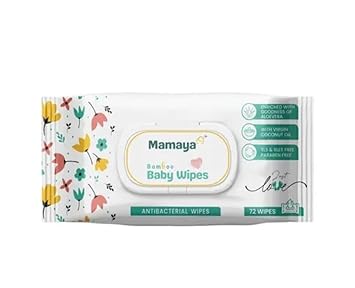 Mamaya Bamboo Baby Wipes with (Coconut Oil, Aloe Vera and Vitamin E, pack of 3