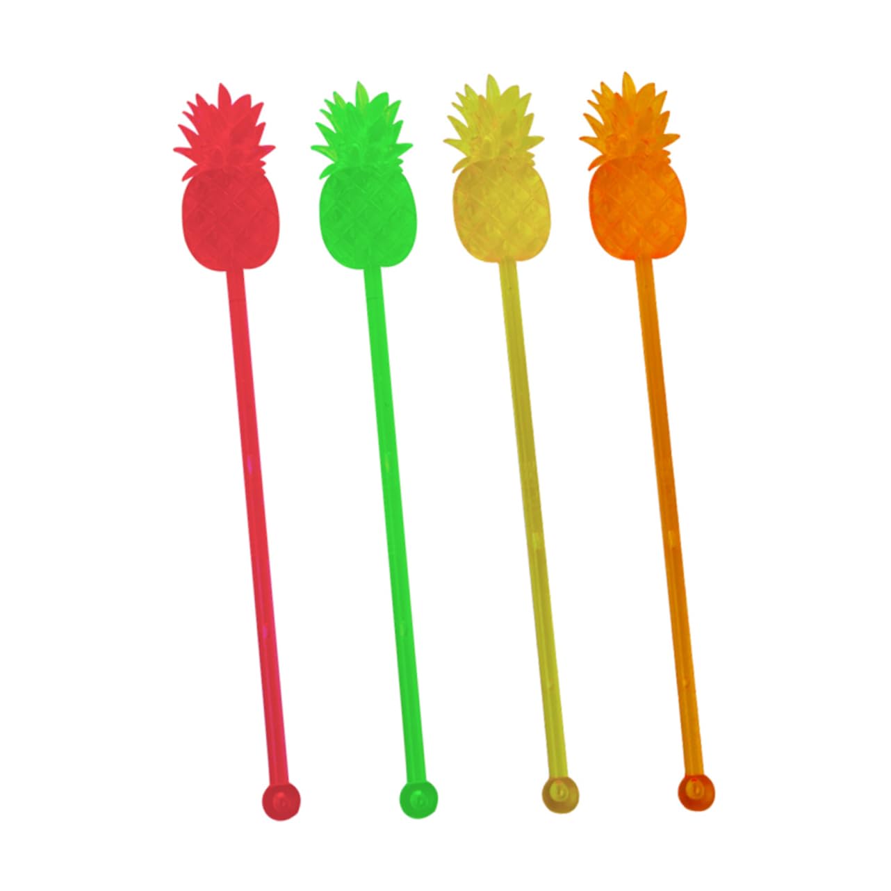 KICHOUSE 20pcs Assorted Flexible Drink Mixer Sticks Pineapple Decorated Stirrers Stirring Sticks for Cocktails Juices