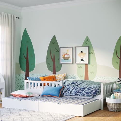 Bellabino Vils Kinderbett 90x200 cm – Kleinkindbett ausziehbar auf 90x190 cm mit Rausfallschutz & Lattenrost – Montessori Kinder Bett aus Kiefer Massivholz – in Weiß für Jungen & Mädchen Bellabino Vils Kinderbett 90x200 cm – Kleinkindbett ausziehbar auf 90x190 cm mit Rausfallschutz & Lattenrost – Montessori Kinder Bett aus Kiefer Massivholz – in Weiß für Jungen & Mädchen