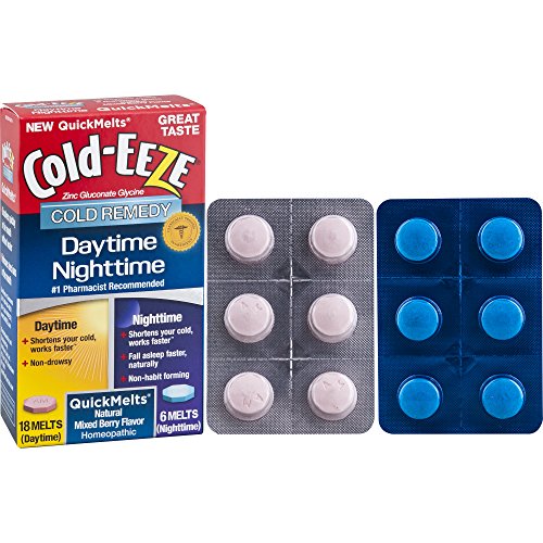 Cold-Eeze Daytime/Nighttime Quickmelt Tablets, Mixed Berry Flavor, 24 Count
