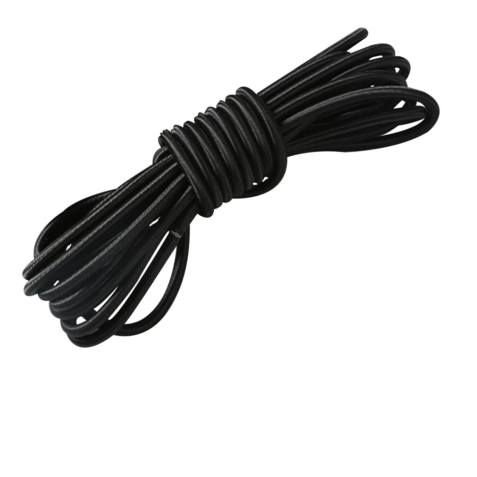 3MM Black Elastic Cord, 10m Elastic Shock Cord, String Bungee Cords, Heavy Duty Camping Rope, Black Braided Multifunctional Drawstring for Survival Kits, Camping, DIY Crafting & Outdoor Gear