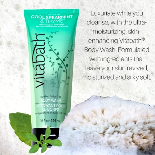 Vitabath Cool Spearmint & Thyme Body Wash Moisturizing Bath & Shower Cleanser & Skincare Radiant Detox & Restore Nourishing Body Polish - Cruelty-Free, Paraben-Free - 10 Oz #TOP3